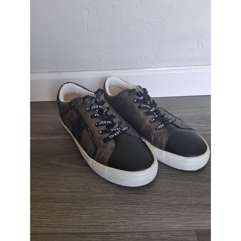 Vintage Havana Women's Star Sneakers Size 10 Metallic Gunmetal Black Glitter Cas